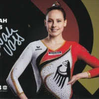 Sarah VOSS (ginnastica) - hand signed card 10x15cm