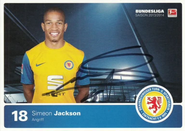 Simeon Jackson (Eintracht Braunschweig) – hand signed card 10x15cm