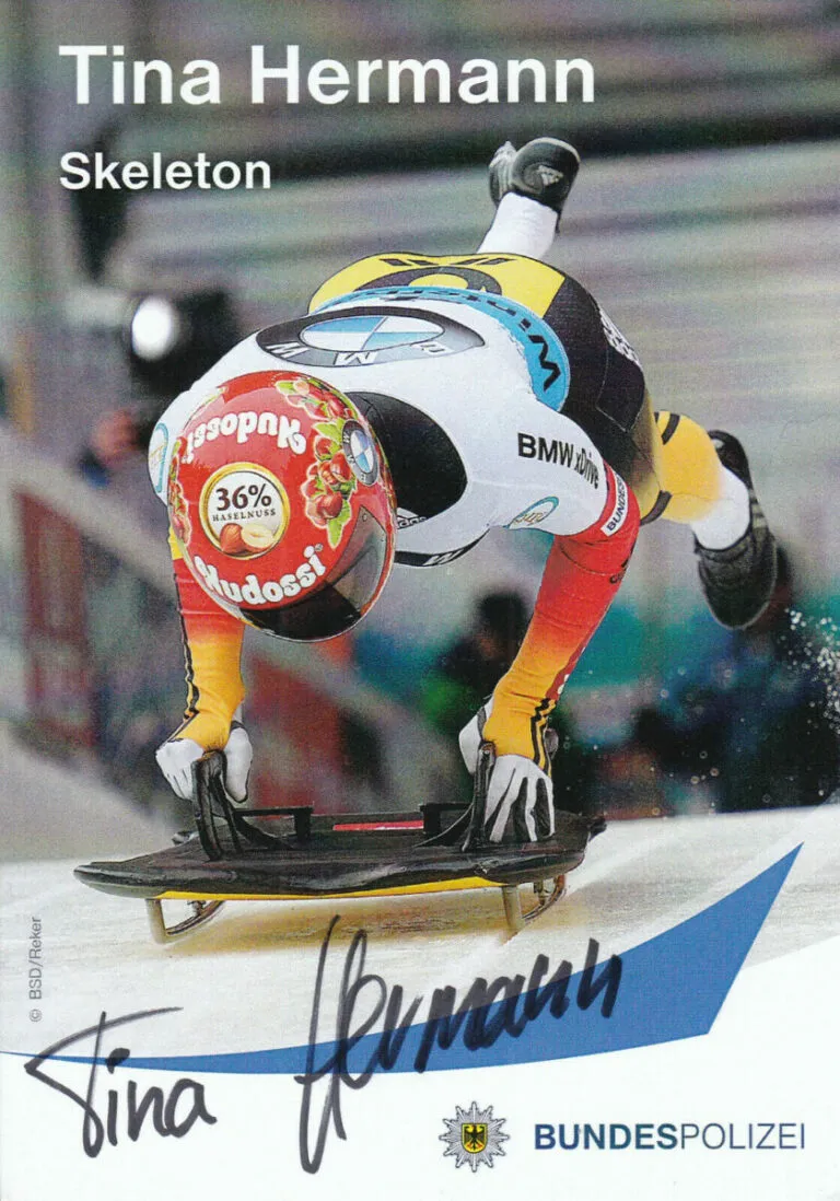 Tina Hermann (skeleton) – hand signed card 10x15cm
