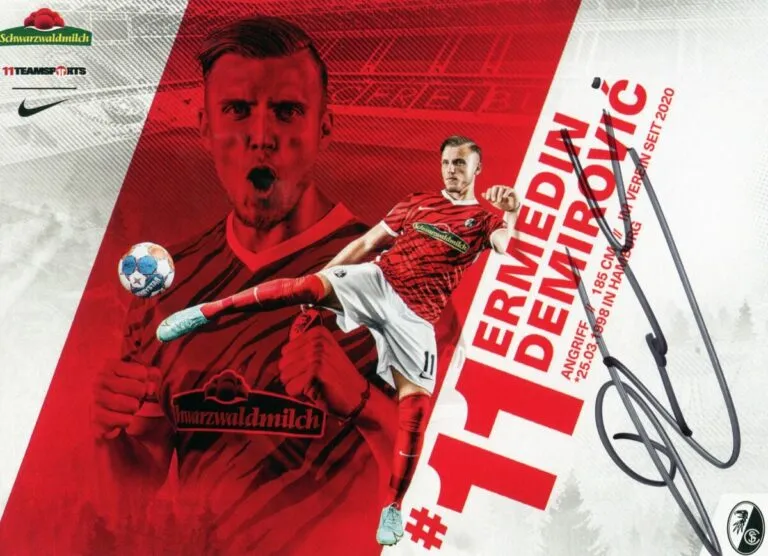 Ermedin Demirovic (SC Freiburg 2021/22) – hand signed card 10x15cm