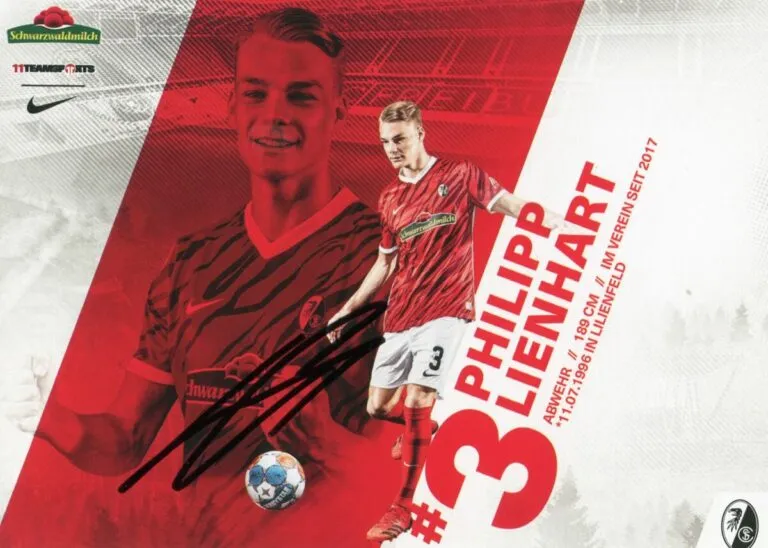 Philipp Lienhart (SC Freiburg 2021/22) – hand signed card 10x15cm