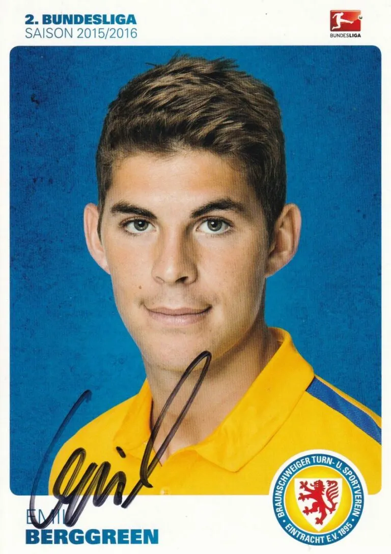 Emil Berggreen (Eintracht Braunschweig) – hand signed card 10x15cm