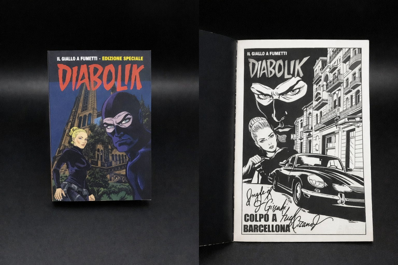 Diabolik albo fuori serie Colpo a Barcellona autografato da Stetella, Cavalletto, Stassi