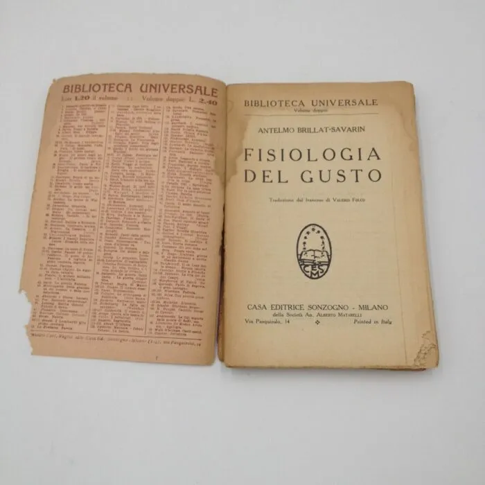 Fisiologia del Gusto di Antelmo Brillat-Savarin (1930)