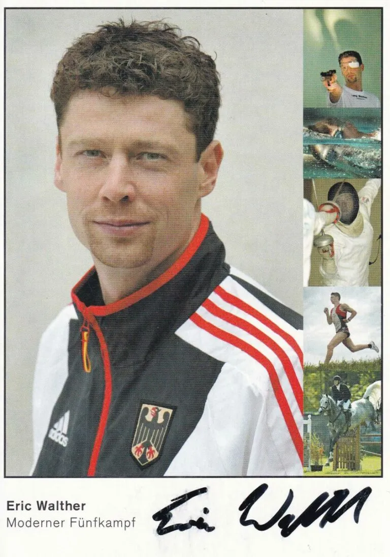 Eric Walther (Pentathlon) – hand signed card 10x15cm