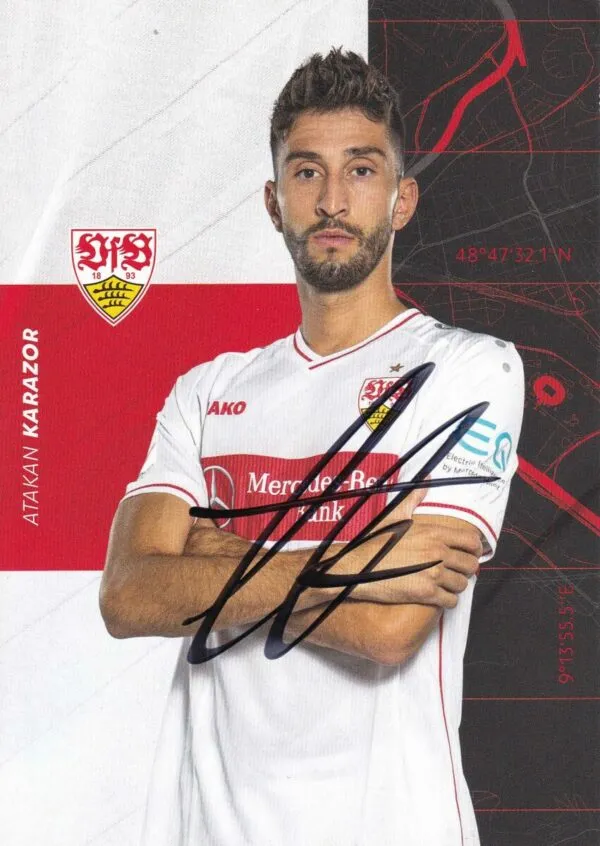 Cartolina ufficiale VfB Stuttgartg autografata da Atakan Karazor