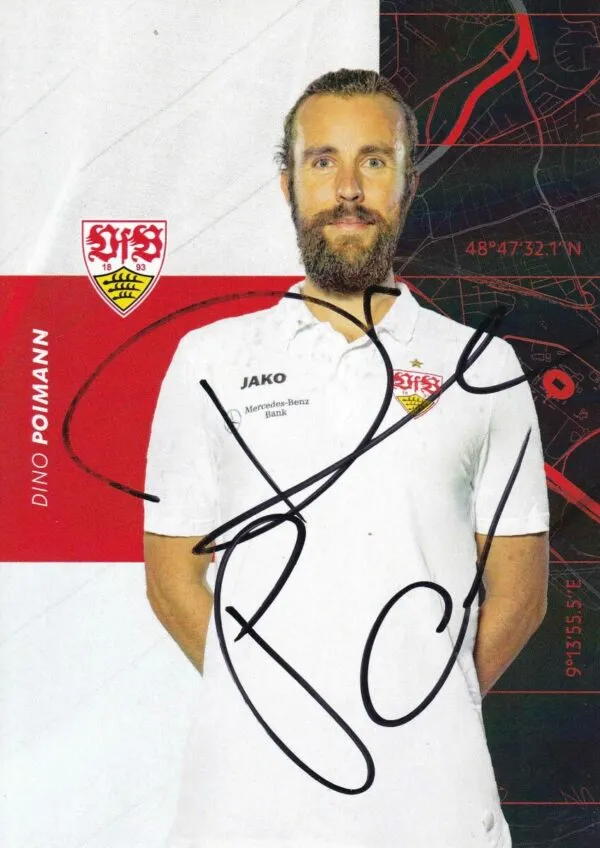 Cartolina ufficiale VfB Stuttgartg autografata da Dino Poimann