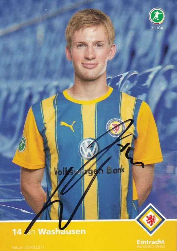 Cartolina ufficiale Eintracht Braunschweig autografata da Jan Washausen