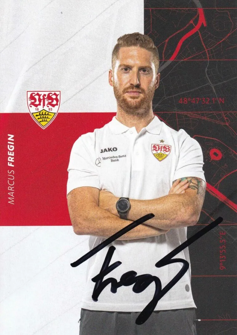 Cartolina ufficiale VfB Stuttgartg autografata da Marcus Fregin