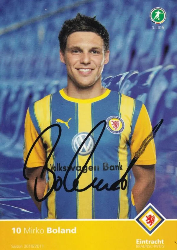 Cartolina ufficiale Eintracht Braunschweig autografata da Mirko Boland