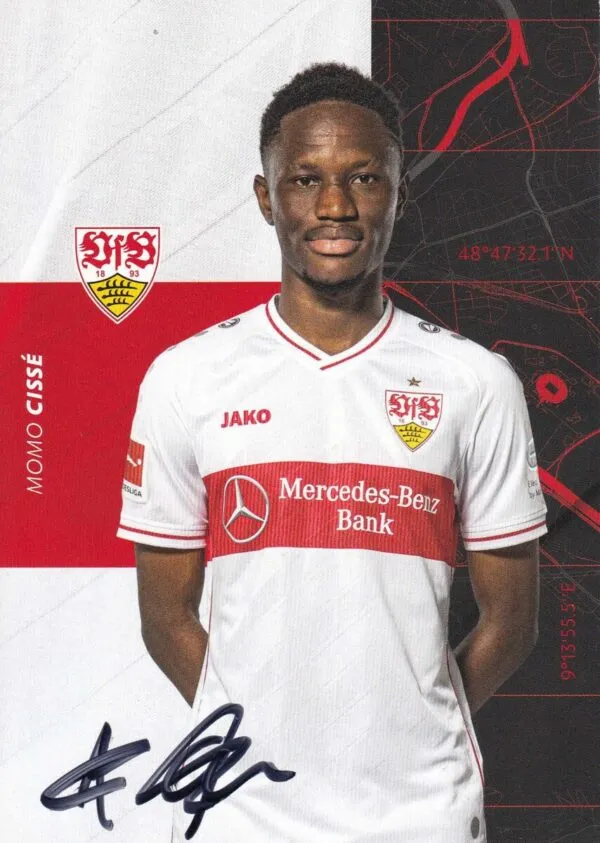 Cartolina ufficiale VfB Stuttgartg autografata da Momo Cissé