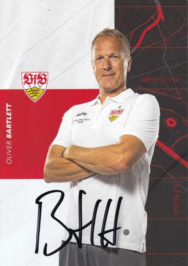 Cartolina ufficiale VfB Stuttgartg autografata da Oliver Barlett