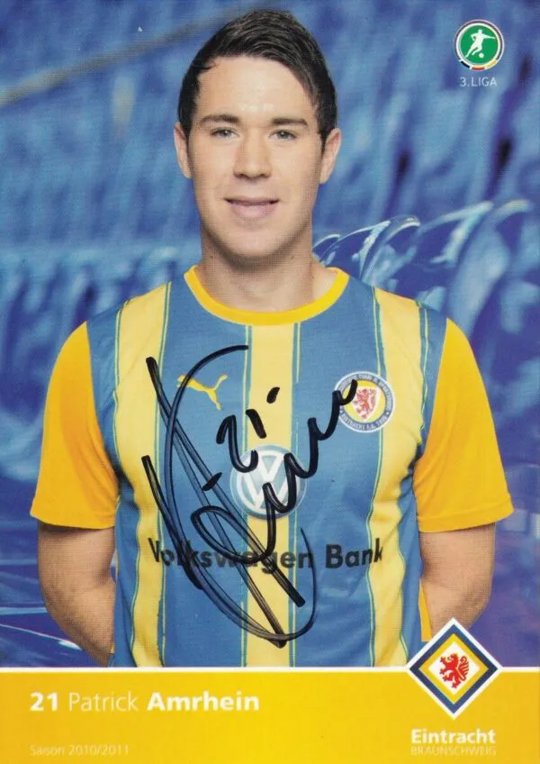 Cartolina ufficiale Eintracht Braunschweig autografata da Patrick Amrhein