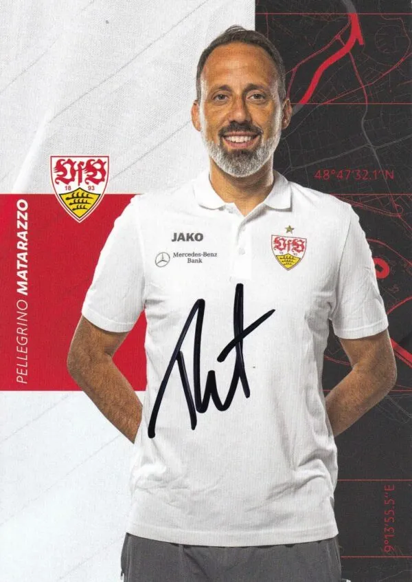 Cartolina ufficiale VfB Stuttgartg autografata da Pellegrino Matarazzo