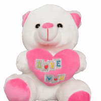 Orso "Love You" peluche - bianco e rosa
