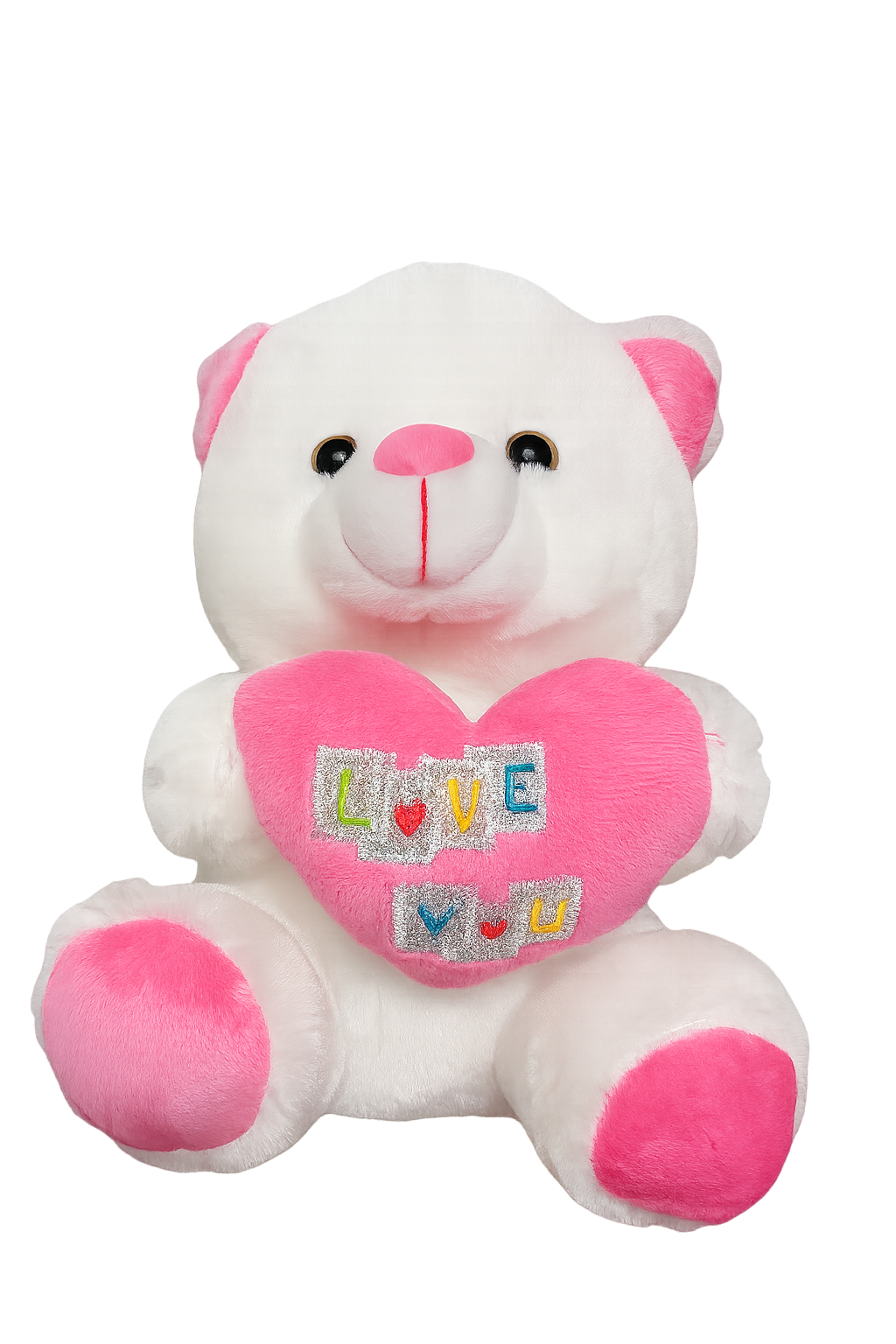 Orso "Love You" peluche - bianco e rosa