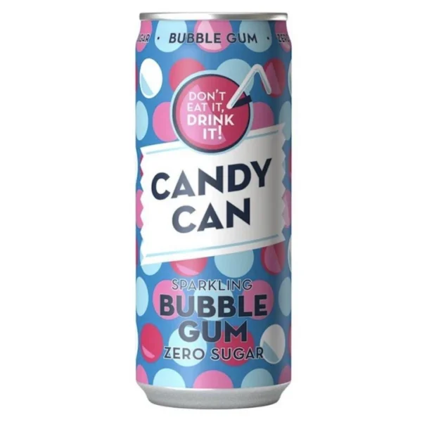 Candy Can Bubble Gum Zero Sugar, bevanda al gusto di bubble gum da 330ml