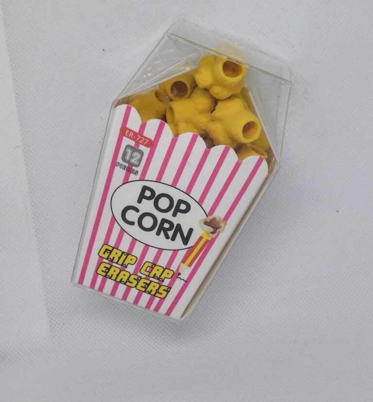 Gomme per cancellare a forma di popcorn (1 scatolina contiene 12 pezzi)