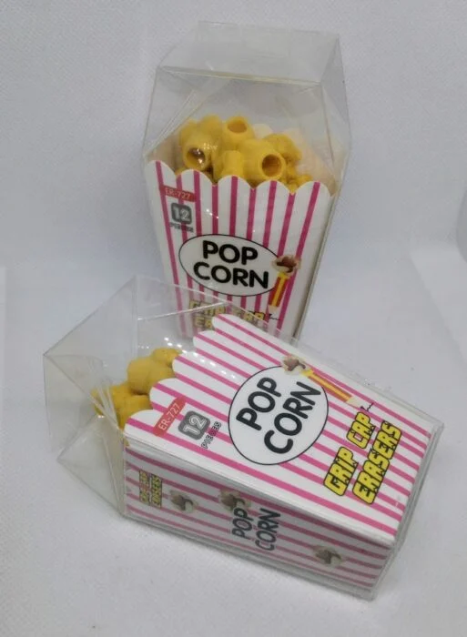Gomme per cancellare a forma di popcorn (1 scatolina contiene 12 pezzi)