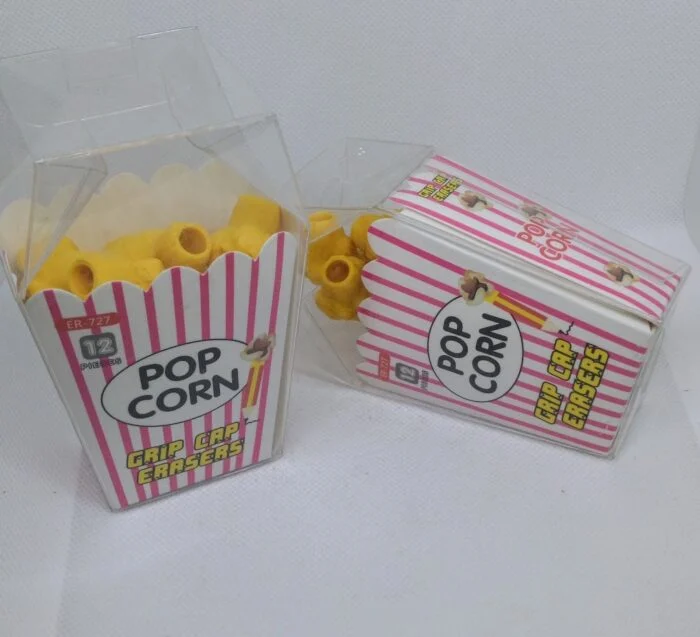 Gomme per cancellare a forma di popcorn (1 scatolina contiene 12 pezzi)