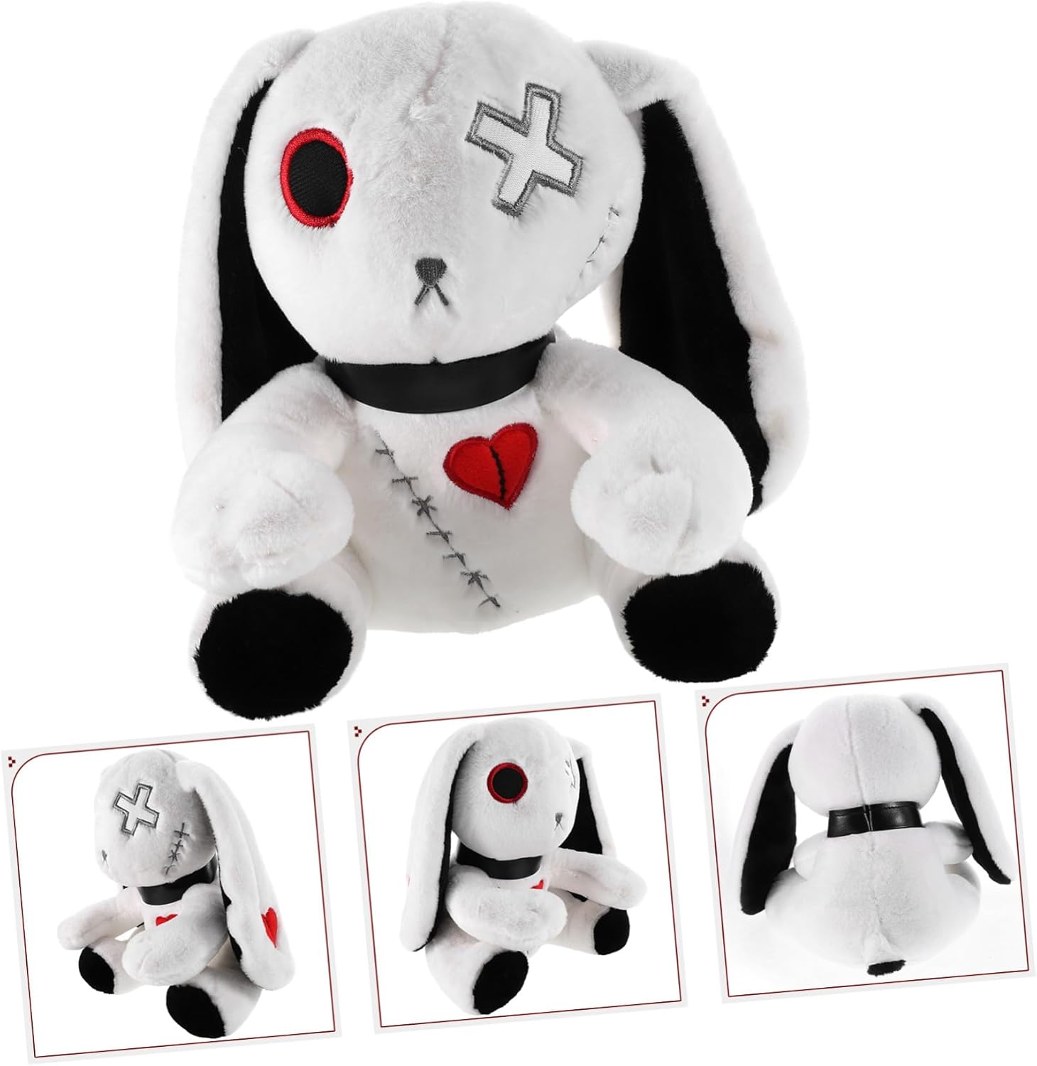 Peluche Gotico: Coniglio Bianco e Nero (23cm circa)