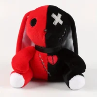 Peluche Gotico: Coniglio Nero e Rosso (23cm circa)