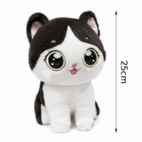 Peluche Gatto Bianco e Nero occhi grandi 25 cm