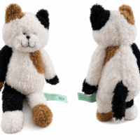 Gatto scompigliato 40 cm binaco arancione e nero peluche