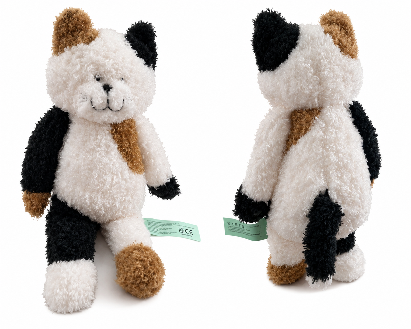 Gatto scompigliato 40 cm binaco arancione e nero peluche