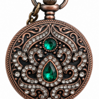 Orologio da Taschino - Pietre Verdi e Strass – Stile Vittoriano