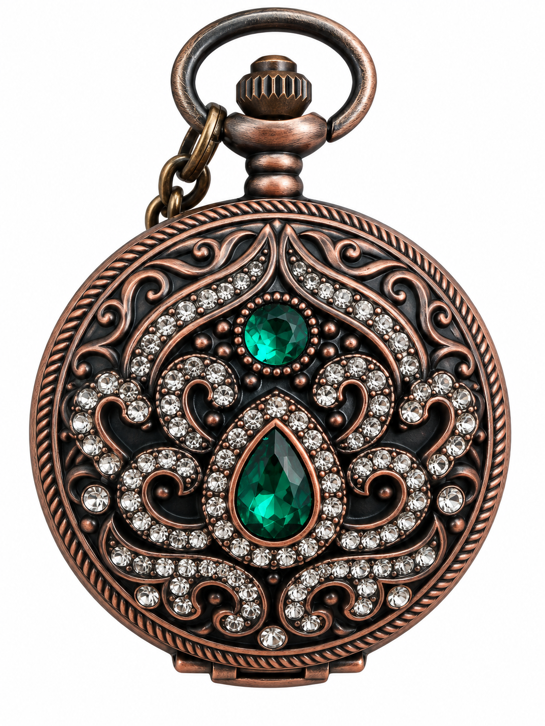 Orologio da Taschino - Pietre Verdi e Strass – Stile Vittoriano