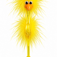 Penna Struzzo (giallo) scrive in blu