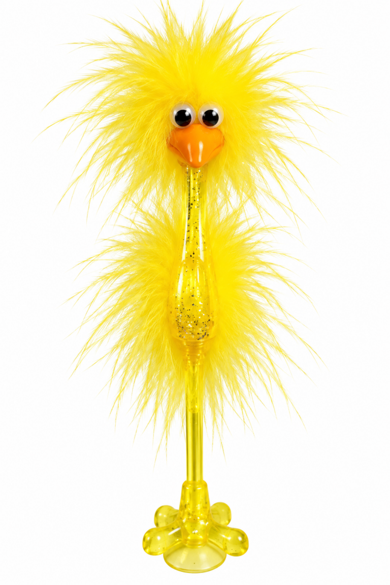 Penna Struzzo (giallo) scrive in blu