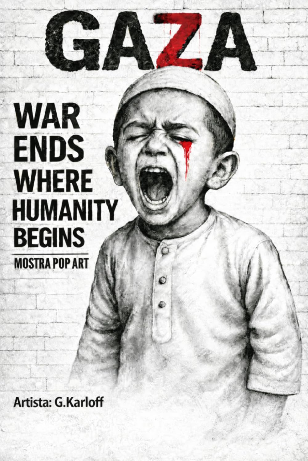 Gaza: War Ends Where Humanity Begins: G. Karloff. Pittura digitale tra gesto umano e mutazione artificiale – Gianni Leone