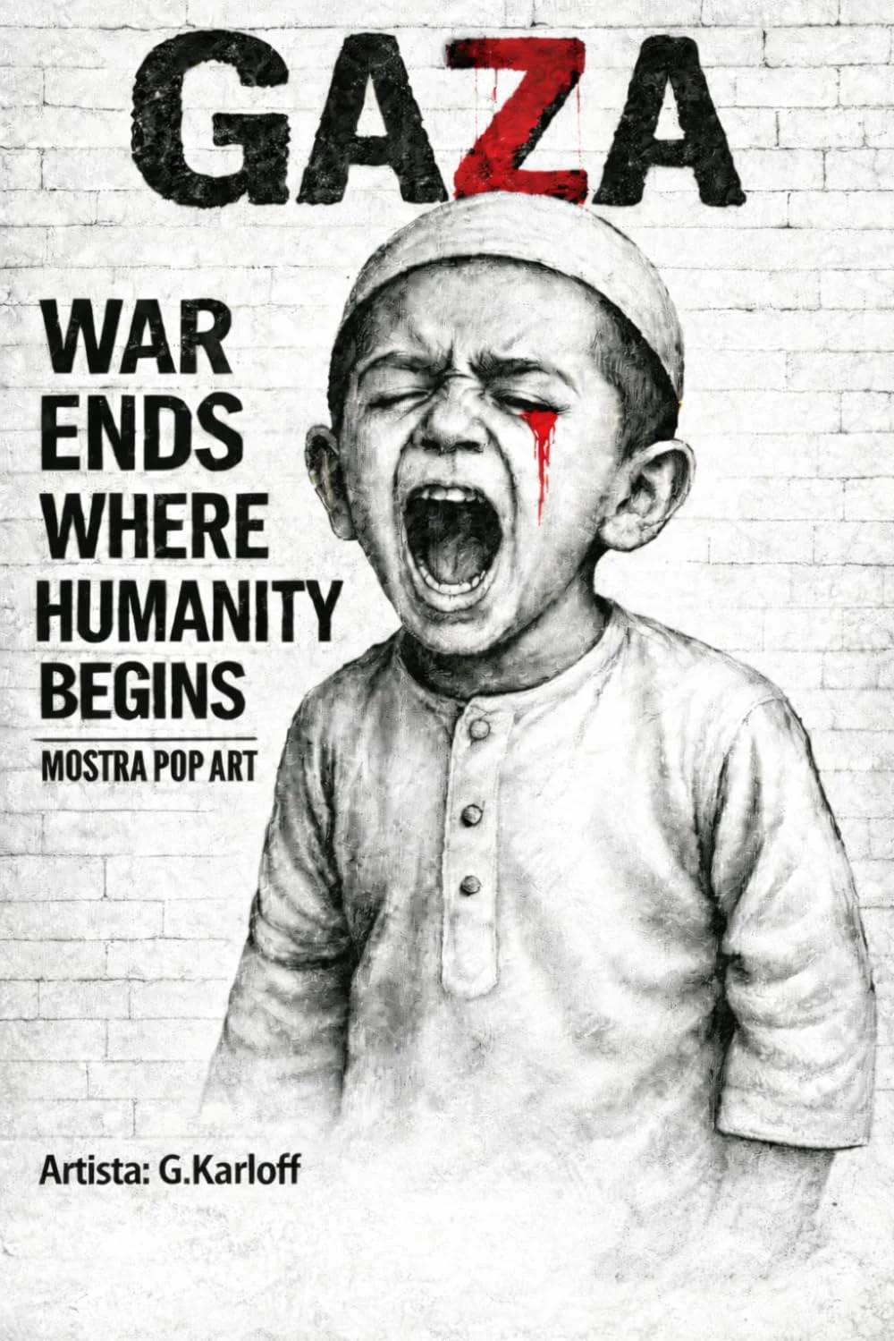 Gaza: War Ends Where Humanity Begins: G. Karloff. Pittura digitale tra gesto umano e mutazione artificiale – Gianni Leone