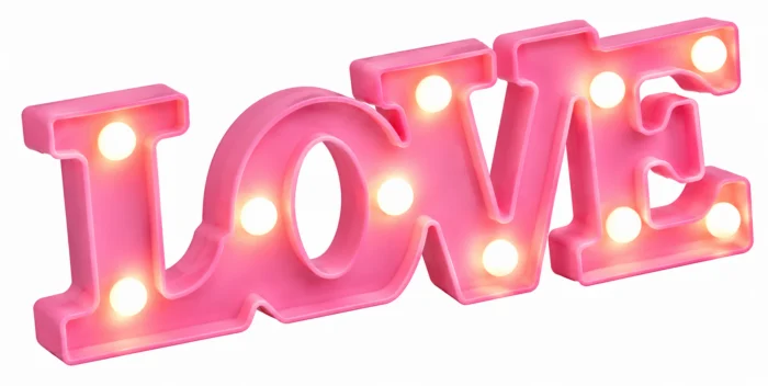 Lampada Decorativa LOVE Rosa con Luci LED – Scritta Luminosa