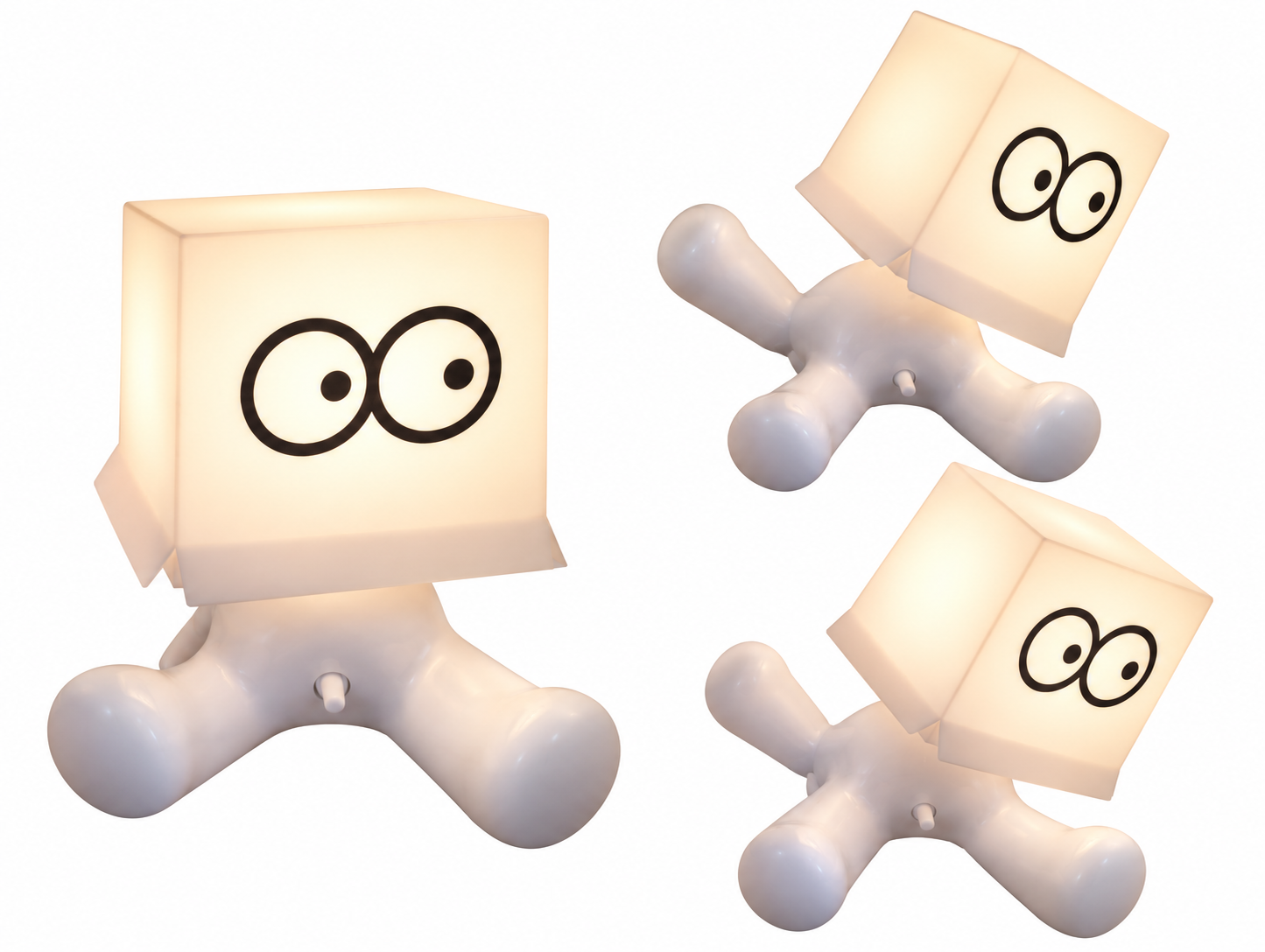 Lampada da Tavolo Omino con Testa Cubo e Occhi – USB con Cavo