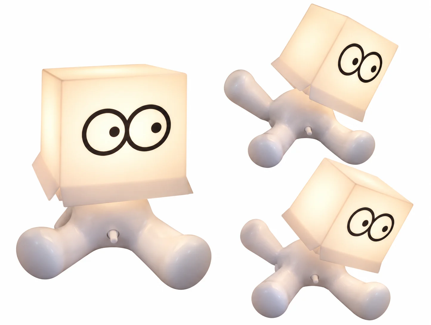 Lampada da Tavolo Omino con Testa Cubo e Occhi – USB con Cavo